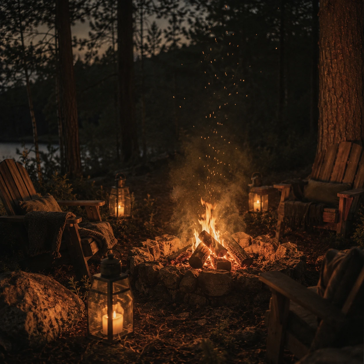 Gathered around the firepit