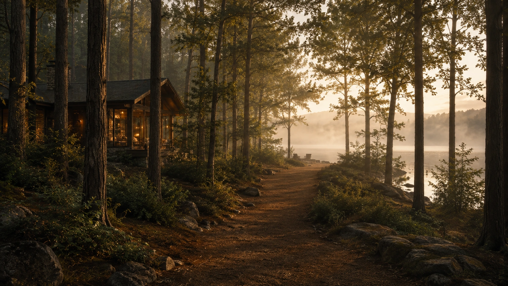 The lake and trails at Halcyon House 7