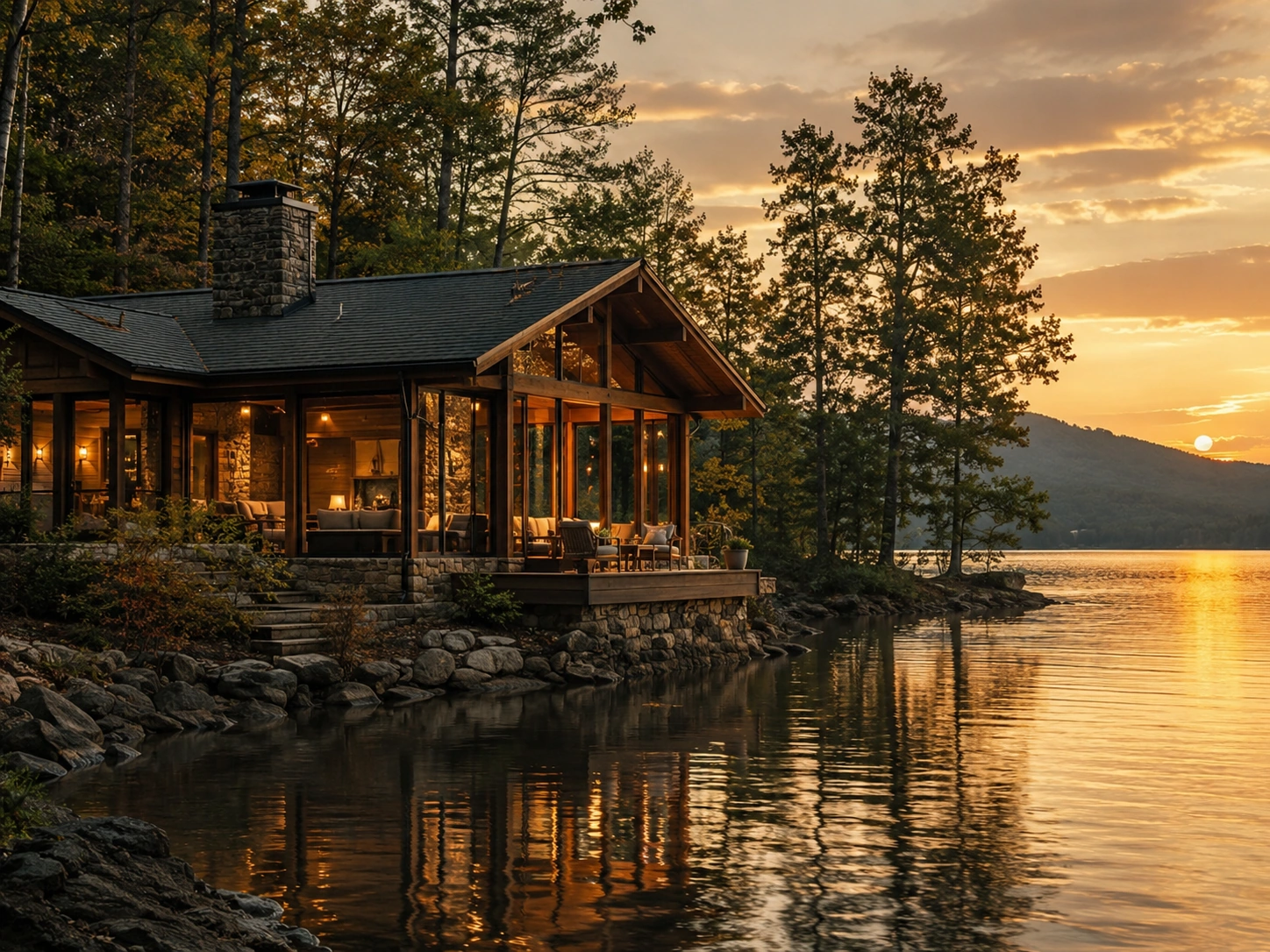 A design cabin at the water's edge